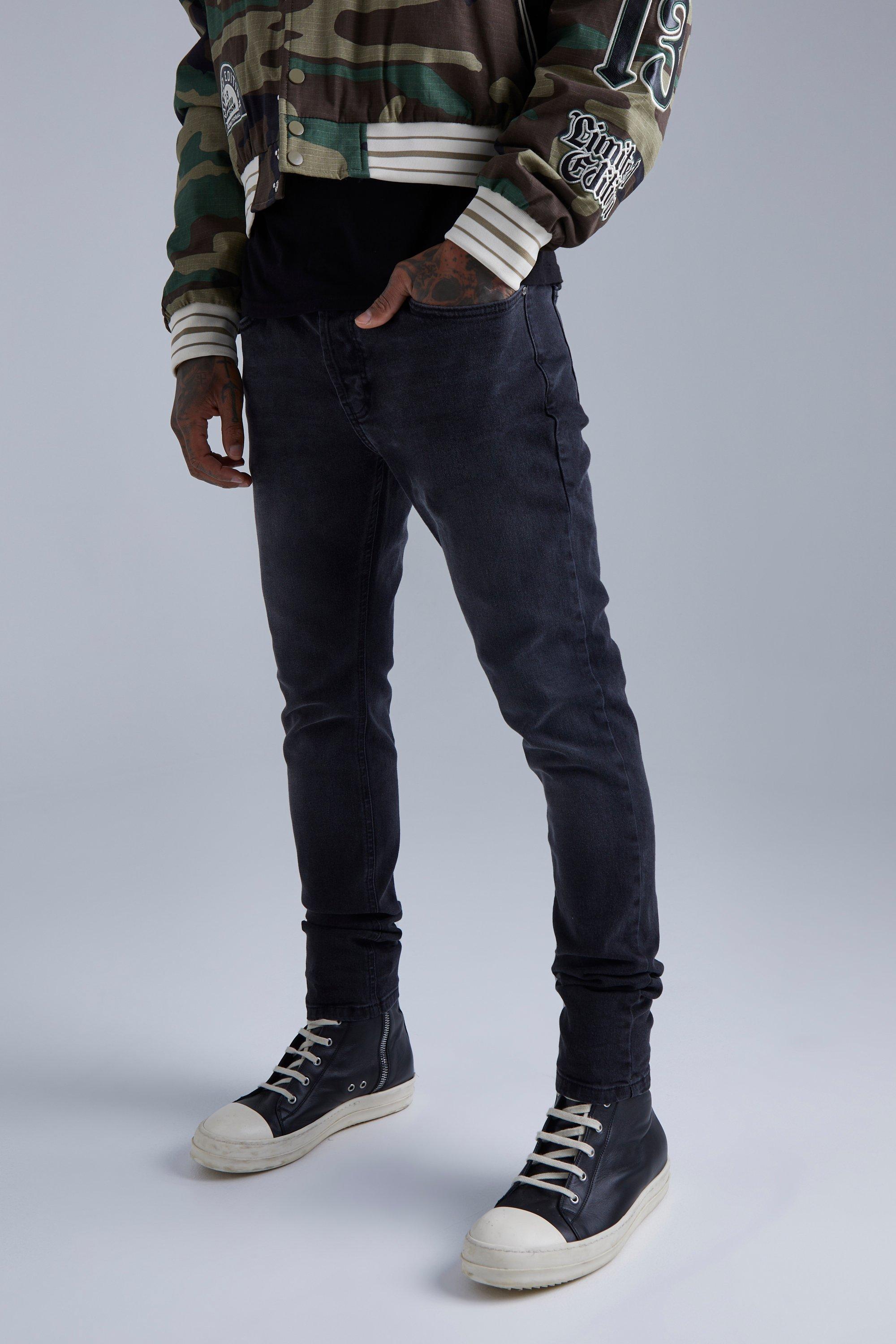 Men's Slim Flare Distressed Panel Jeans | Boohoo UK